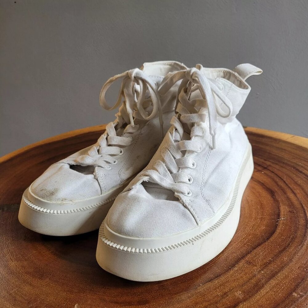 COS Women Size 39 White Canvas High Top Casual Lace-Up Trainers Comfort Relaxed